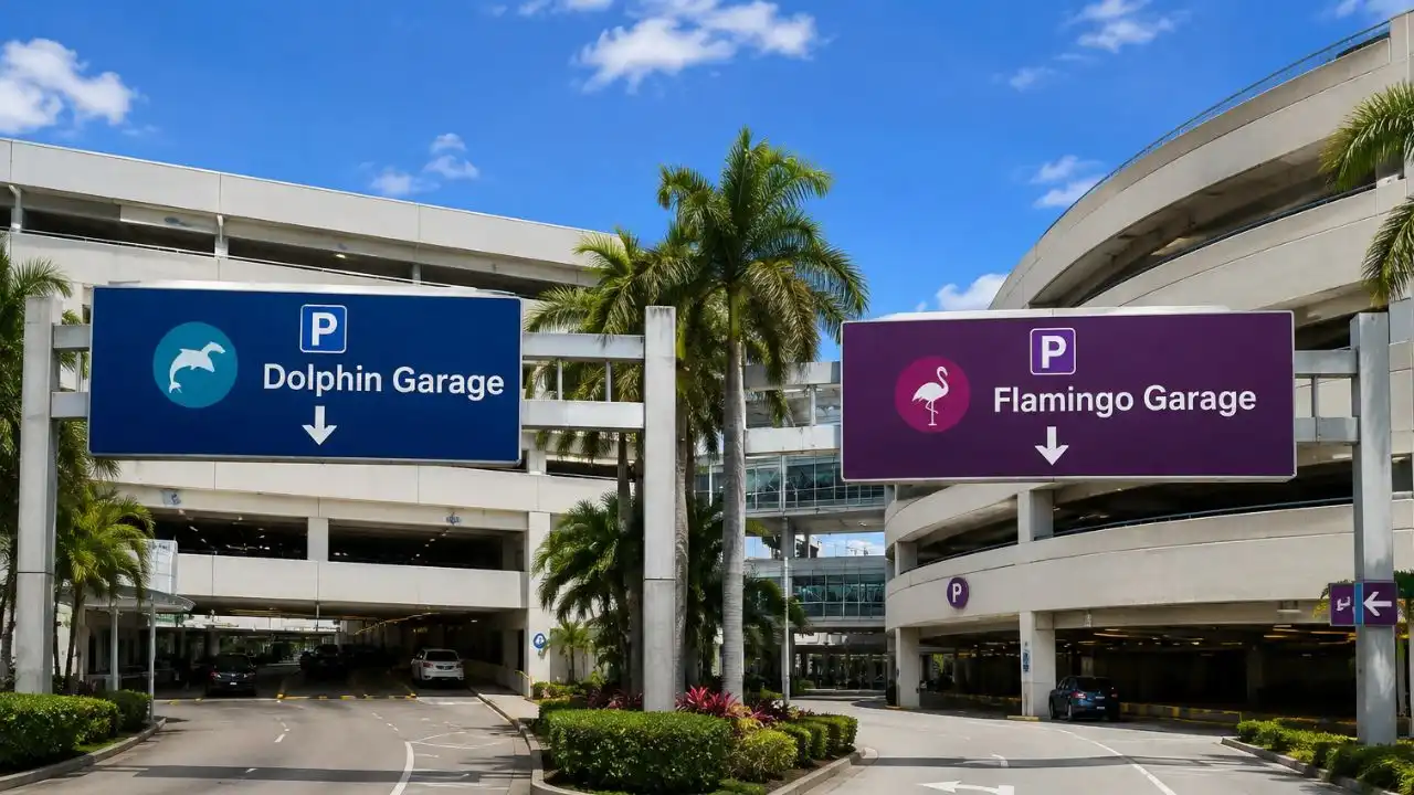 Miami airport parking garages Dolphin Flamingo.