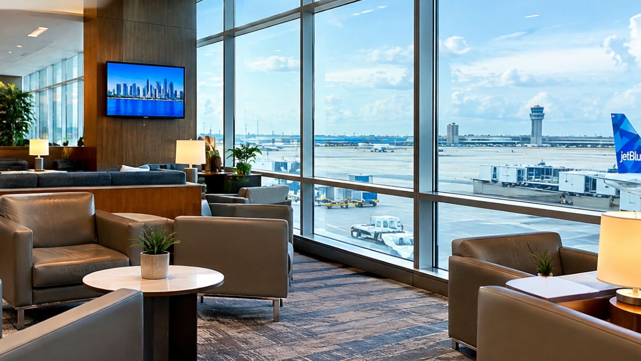 Miami airport North Terminal lounges map.