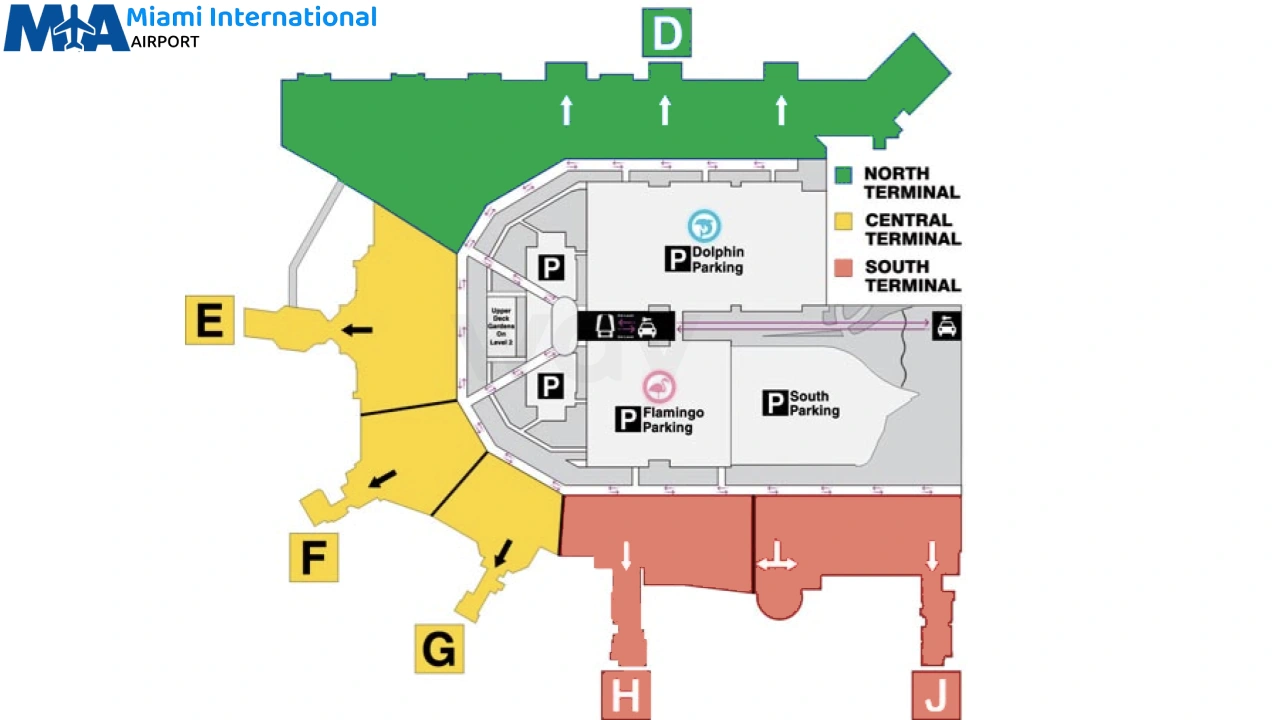 Parking map of Miami International Airport