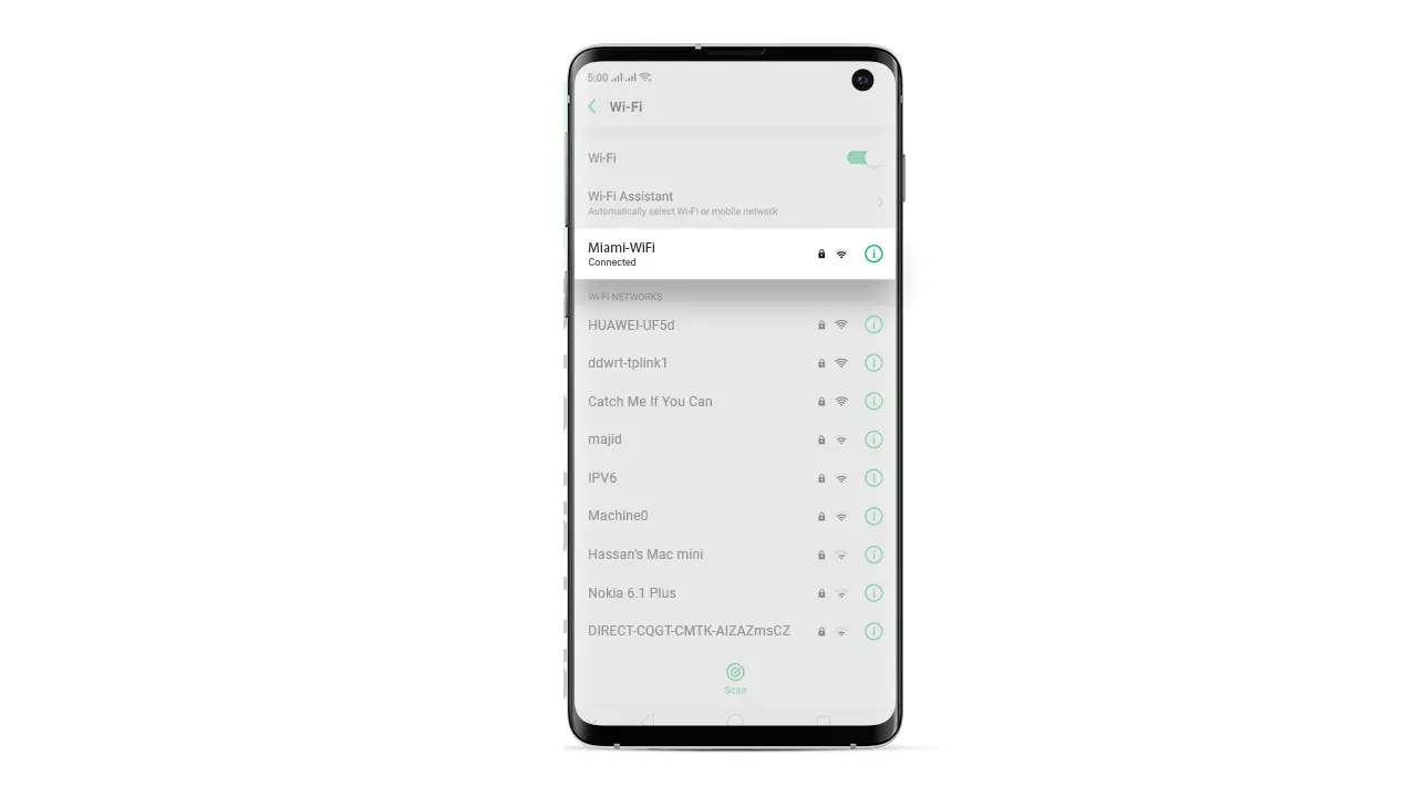 Connect to Miami Airport Wi-Fi on mobile phone