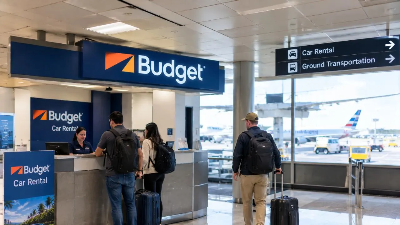 Budget rental car pickup at Miami Airport